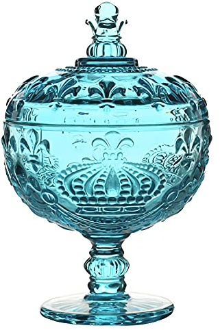 RAN-Sucriers Col de sucre en verre à cristaux en cristal en cristal de décharge en trois dimensions européennes avec couvercle, pavillon à bonbons polyvalents, 13.5oz