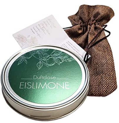 KK Raumduft aus der Dose | Duftgel - Made in Germany | 1 x Duftdose Eislimone 70 g | Attraktives Geschenkset | Im Jutesäckchen verpackt |