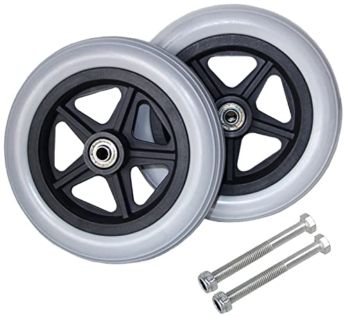 6,7,8 Zoll Ersatzräder Rollstuhl Vorderrad, 2 Stück Ersatz Lenkrollen Für Rollstuhl, Vollgummi Ersatz Vorder Räder, 150mm 170mm 190mm, Mit Lager En Montageschrauben, Rollstuhlräder Ersatz