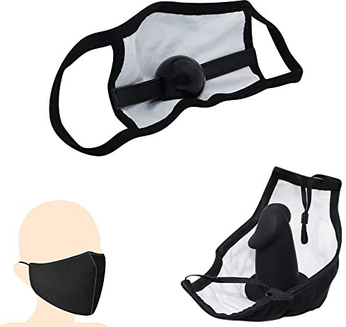 Knebel Plug, der im Freien getragen werden kann,Gtbxfu Schwarze Verstellbarer sm Bondage Ballknebel Penis Dildoknebel Gag Ball und Silikon Dildoknebel Optional Mundkugel Sexspielzeug (Gag dildo)