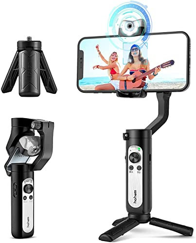 Gimbal Smartphone, hohem iSteady V2 Stabilizzatore 3 Assi con Sensore AI, Tracciamento Automatico senza App/Luce LED Regolabile/Controllo Gestuale/Batteria di Emergenza, Compatibile con iPhone/Android