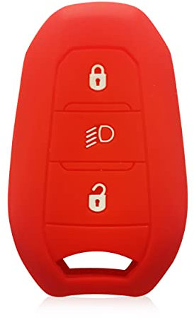 SILUOHAKE Voiture Clé Étui Coque de clé en Silicone Résistant à l'usure et aux Chutes Compatible avec Peugeot 408 508 3008 4008 5008 Citroen C2 C3 C4 C5 Accessoire clé de Voiture(Rouge)