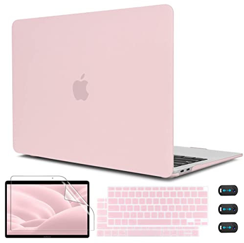 CISSOOK Baby Pink Case for MacBook Air 13 Inch A2337 M1 A2179 A1932 2021-2018 Release, Plastic Chalk Pink Hard Shell Cover with Keyboard Cover & Screen Protector for MacBook Air 13 with Touch ID 2021