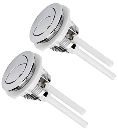 2 botones de inodoro estándar de 38 mm con cuatro varillas, botón pulsador doble, botón de descarga de inodoro para inodoro, inodoro, cisterna, accesorios de repuesto (plata)