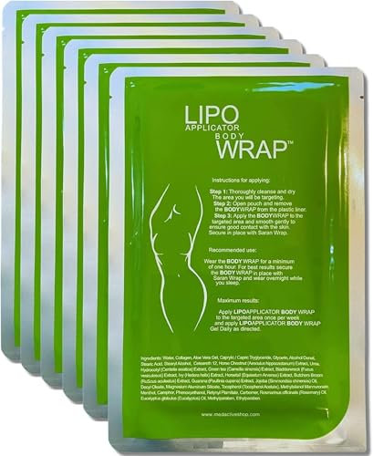 Lipo Applicator Impacco Corpo Cerotti Rassodante - Bendaggi al Tè Verde, Guaranà e Alghe | Bendaggi Anticellulite per Rassodare e Modellare Pancia, Vita, Gambe, Braccia e Stomaco (6 WRAPS)