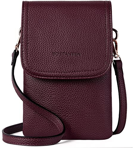 BOSTANTEN Klein Handytasche zum Umhängen, PU Leder Handy Umhängetasche Damen, Handytasche mit Geldbörse zum Umhängen, handtasche damen umhängetasche für Designer Rot