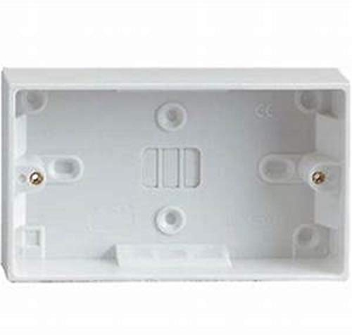 Mr. Gadget's Solutions Double Twin 25mm White Wall Pattress Back Box 13 Amp,2 Gang Electric Socket