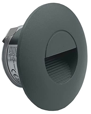 LIGHTWORLD24 Welt der Lichter LED Treppenlicht Aluminium 230V 2W Grau Wandleuchten Treppenlicht für Unterputzdose Treppenlicht Wandleuchte IP65 wasserdicht Neutral-weiß,1 Stück