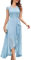 Bbonlinedress Abendkleid elegant für Hochzeit Spitzenkleid Chiffon Kleid Brautkleid Party Abschlusskleid lang Winter Ballkleid Sky Blue XL