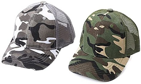 XGOPTS Children Camo Baseball Cap, Kids Camouflage Mesh Sun Hat Summer UV Protection Visor Hat for Outdoor Sports Football Travel Beach 5-10 Years Old