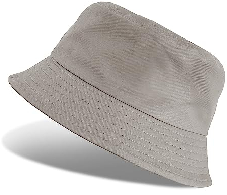 Tuopuda Sombrero del Pescador Algodón Unisex Bucket Hat Plegable De La Sonrisa del Casquillo De Sun Sombrero Al Aire Libre para Senderismo Camping y Playa(Gris)