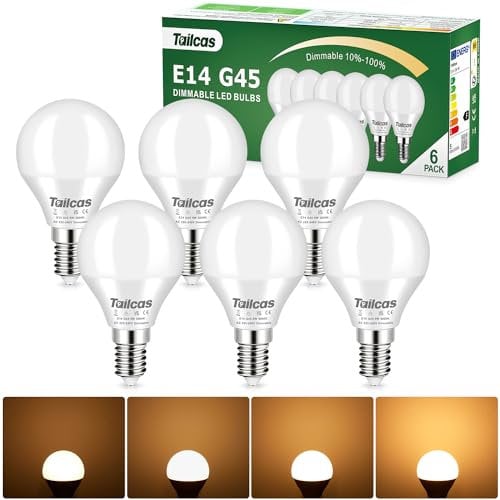 E14 LED Light Bulbs Dimmable, Warm White 3000K 5W Small Edison Screw (SES) Bulb, 40W Halogen Equivalent, G45 Golf Ball LED Light Bulb 450lm, No Flickering CRI>80, for Interior Lighting, 6-Pack