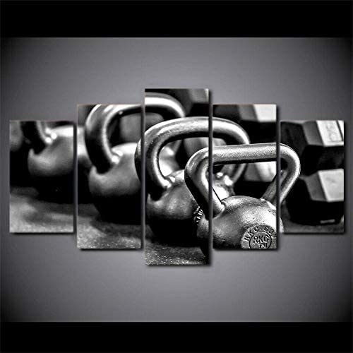 Leinwand Bilder Leinwandbilder Fitness-Kettlebell-Übung Hd Poster 5 Teilig Rahmen Wohnzimmer Wandbild Wandbilder Gemälde Wohndekorationen Wanddekoration Geschenk Mit Rahmen 100 X 50 Cm