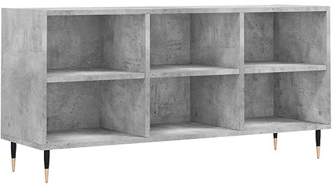 vidaXL TV Schrank, Fernsehschrank mit viel Stauraum, Fernsehtisch für Wohnzimmer, Lowboard Sideboard TV Ständer TV Gerät, Betongrau Holzwerkstoff