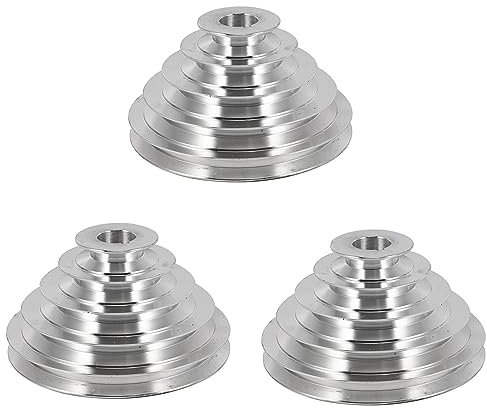 JUFUM 3 Stück 25 mm Bohrung Aluminium Pagodenrad A Typ 5 Schritt Pagode Riemenscheibe Rad für Zahnriemen