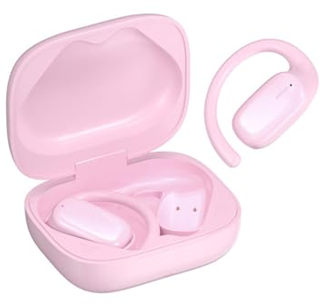 Open Ear Kopfhörer Pink Bluetooth kabellos Sport Luftleitung Kopfhörer schnurlos Ohrhörer mit Ohrbügel Air Bone Conduction Headphones Wireless Knochenschall Headset Earbuds für Joggen Laufen Radfahren