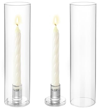 Hurricane Lot de 2 bougeoirs en verre transparent de 30 cm pour bougies coniques, centre de table, fête de mariage, décoration d'événement