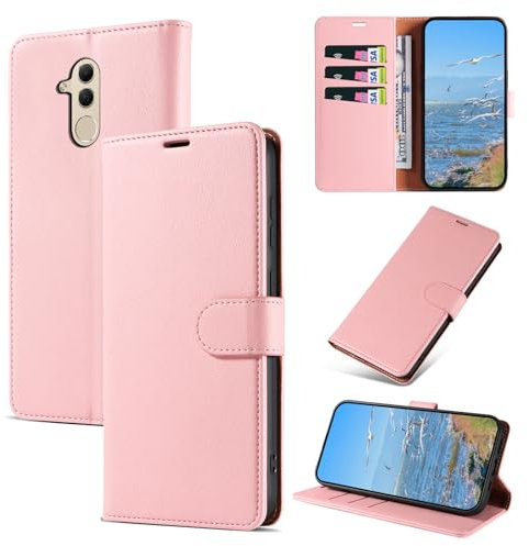 KKEIKO Handyhülle für Huawei Mate 20 Lite Hülle, Magnet Klappbar Handyhülle mit Kartenfach, PU Leder Stoßfest Schutzhülle für Huawei Mate 20 Lite, Rosa