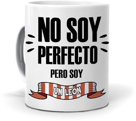 mundohuevo Taza con frase “No soy perfecto, pero soy un león”| Capacidad de 350ml| Futboleros| Aficionados del Athletic de Bilbao| Taza de cerámica AAA| Futbol| Deporte| Regalo para amigos.