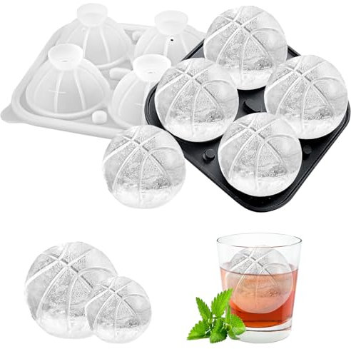 Eiswürfelform Silikon, Eiskugelform mit Deckel, Runde Eiskugelform BPA Frei, Große Eiswürfel Form Ice Cube Eiswürfelbehälter für Küche, Cocktail, Whisky, Getränk (Basketball)