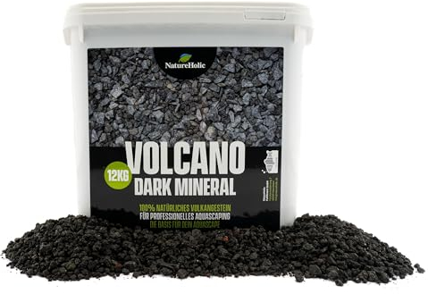 Volcano Dark Mineral | Aquarien Bodengrund | Natürliches Vulkangestein | Untergrund für Fisch & Garnelen Aquarium | 12 kg