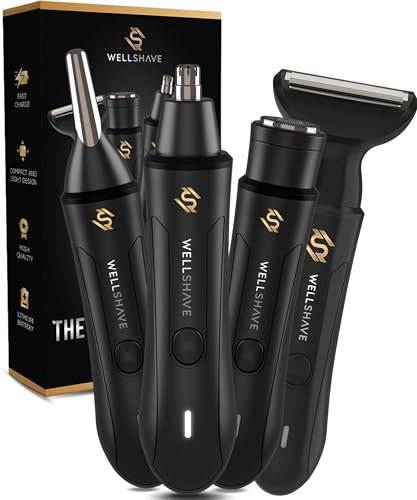 Wellshave 4-in-1 Nasenhaartrimmer/Barttrimmer/Haarschneidemaschine für Herren - Gesicht, Körper, Schnurrbart, Nasenhaare - Elektrischer Bart Rasierer Trimmer