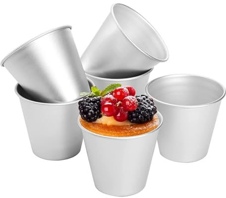 Stampi per Budini,6 PCS Alluminio Stampo per Cupcake Muffin Stampo per Torte Stampi per Torte Antiaderenti Stampo per Tazze da Forno Mini Stampo per Cupcake Dariole per fare dolcetti dolci e salati