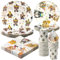 Party Go Juego de vajilla para fiestas de perros y mascotas, 96 unidades, platos de papel desechables, vasos para mascotas, decoración de fiestas, platos para servir a 24 invitados