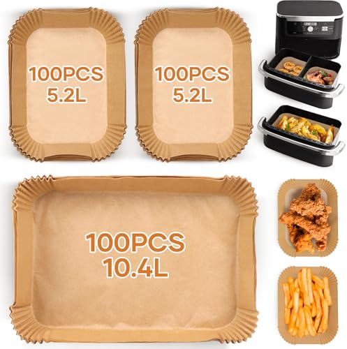 FTUREERA Airfryer Baking Paper for Ninja Flex Drawer Dual Zone AF500EU 10.4L Hot Air Fryer, Accessories for Ninja Foodi AF500EU AF500EUCP Airfryer 300pcs