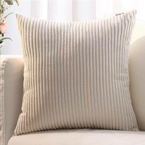 Kissenbezug 80x80, 2er Set,Sofa Kissenbezüge 65x65,Kord Zierkissenbezug Dekokissen Sofakissen Bezug Groß Kissenhülle Dekorative Weiche Zierkissenbezüge Kissen Bezug(Beige,60x60 cm)