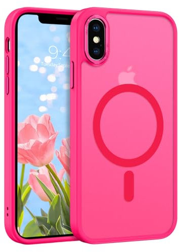 GaoBao für iPhone XS Max Hülle, Handyhülle iPhone XS Max [Kompatibel mit MagSafe] Durchscheinende Matte Magnetische Stoßfeste Anti-Fingerabdruck Schutzhülle für iPhone XS Max Case, Rose Rot