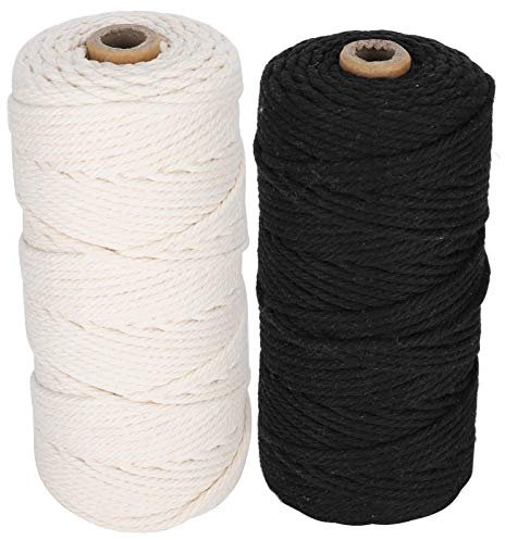 Dekaim Geflochtener Draht, geflochtener Draht, Spitzenfaden, natürliches Baumwollseil, m, Einzelstrang zum Haken, Knoten, 2 Stück