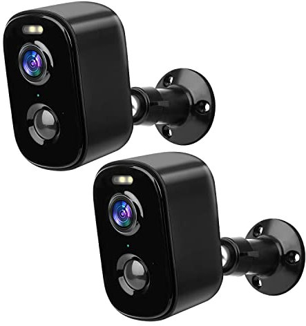 Geekee 2K/3MP Überwachungskamera Aussen Akku, Kamera Überwachung Aussen 2.4GHz WLAN, PIR-Personenerkennung Tracking Bewegungserkennung Alarm, 25M Nachtsicht, 2-Wege-Audio, Spotlights, IP65 2Pcs