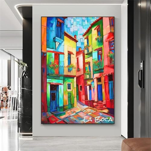 SHINERING Buntes La Boca Poster, Landschaftskunstdruck, Argentinischer Charme, Wandkunst, Poster, Buenos Aires, Reise, Leinwandbild, Bürodekor 40X50Cm Kein Rahmen