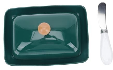 COLLBATH 1 Satz Butterdose butter aufbewahrungsschale Aufbewahrungsbehälter für Brot Dessertschalen Buttertopf Brotfach käseigel cheese Buttertablett Butterbehälter mit Deckel Keramik Green