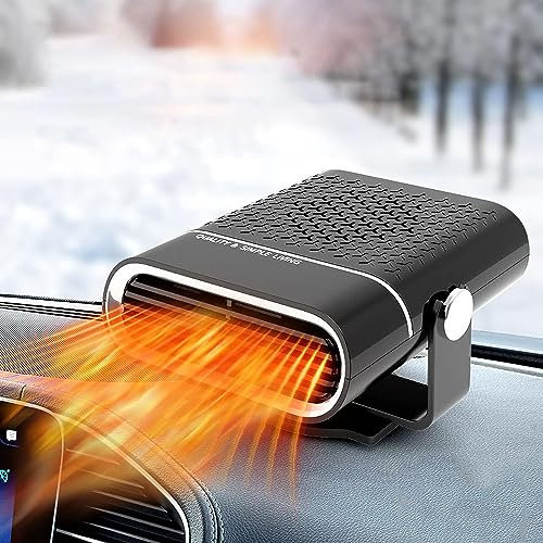 beseloa Chauffage de voiture 12 V 150 W 2 en 1 - Portable - Avec base rotative à 360 ° - Pour pare-brise de voiture