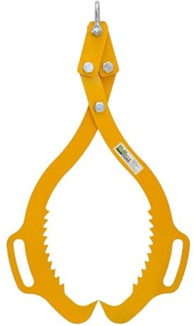 TRUTZHOLM Forstzange für Baumstämme Hebezange mit 2 Klemmdornen Verladezange Holzzange Rückezange zum Heben, Bewegen und Verladen von Holz in RAL 1003 Signalgelb (1000 kg)