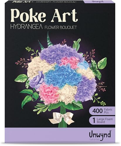 Unwynd Poke Art Hydrangea Flower Bouquet Kit for Adults, Women and Teens | Mess-free crafts & hobbies, day craft arts kits, elderly & senior adult gift, mothers project, daughter & girl, basket making