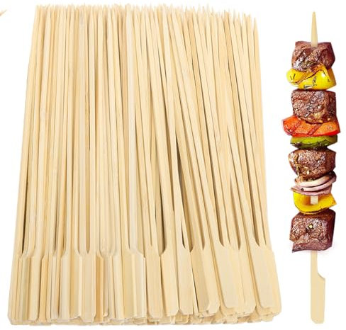 Setiya 200 Pcs Bamboo Skewers,Bamboo Skewers for Appetizers,Fruit Kababs, Barbecue Snacks, 25cm Wooden for Kebabs, Barbecue Kebabs for Buffets Party