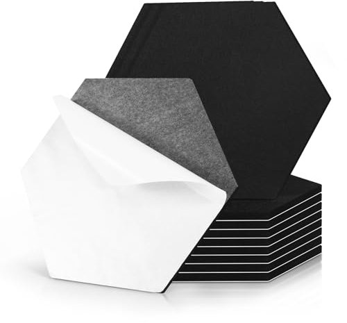Votoko 12St. Hexagon Akustikpaneele Selbstklebend, 30×26×0.9cm Akustikplatten Schallabsorber, Hohe Dichte Schallschutzplatte Schalldämmung, Akustik Absorber Akustikpanel für Wand Decke vom Studio Büro