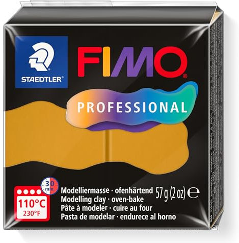 STAEDTLER FIMO Professional 8040 - Pasta per modellare il forno, appositamente progettata per professionisti e artisti, prodotto singolo ocra, 8040-17