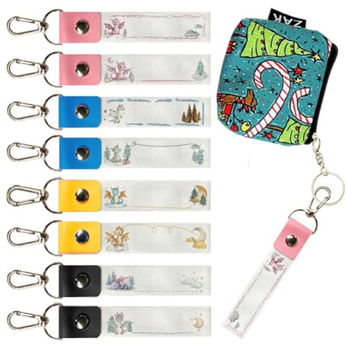 OLYCRAFT 8Pcs Porte Clés Étiquettes Nominatives Crochets 13x2cm Thème Dragon Vierge Porte Clés Cuir PU et Coton Étiquettes de Nom de Dragon Crochets pour Sacs à Dos Bouteilles D'Eau