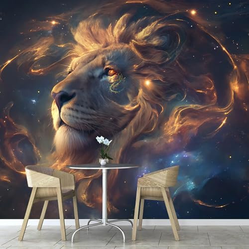 ANALTIRCE Starry Sky Abstract Lion 3D Large Photo Wallpaper, Animal Wall Murals, Mural Photo Wallpapers for Living Room Bedroom TV Background Office Decor 59×42