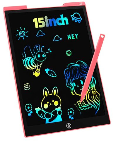 Tablette d'écriture LCD de 15 Pouces Coloré,Effaçable Et réutilisables,pour Filles de 3 4 5 6 7 8 Ans Tablette Dessin Enfant,Jouet Educatif de Filles et Garçons, Cadeaux d'anniversaire Noël