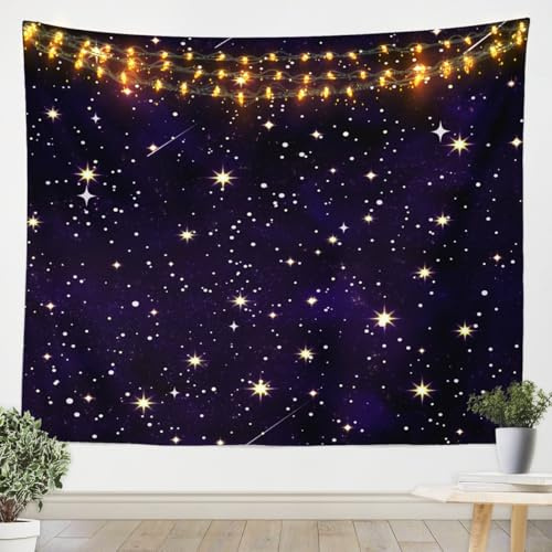 Loussiesd Weltraum Wandteppich 130x150cm Kinder Galaxie Wandtuch für Kinder Mädchen Jungs Universum Lila Wandbehang Sternenhimmel Tapisserie