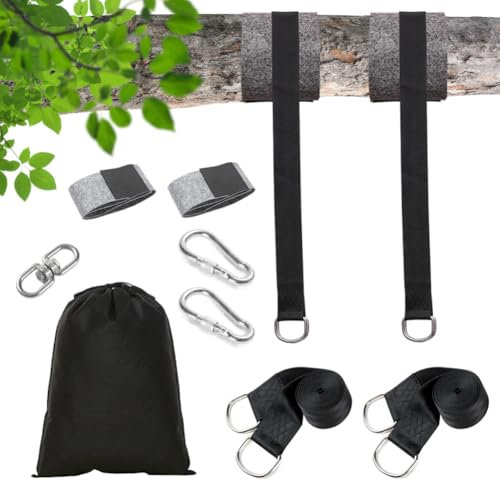 Ruioomeep Set di Fissaggio per Altalena e Amaca da Esterno 900KG - Corde, Ganci, Cinghie di Fissaggio e Protezioni per Alberi - Completo per Altalena per Bambini e Amaca