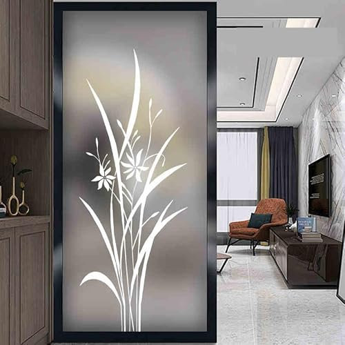 Fensterfolie Blickdicht 45X90CM Gras Sichtschutzfolie Fenster von Aussen Anti-Uv,Fenster Folie Blickschutz für Badezimmer, Duschkabine Sowie Türen, Umkleide