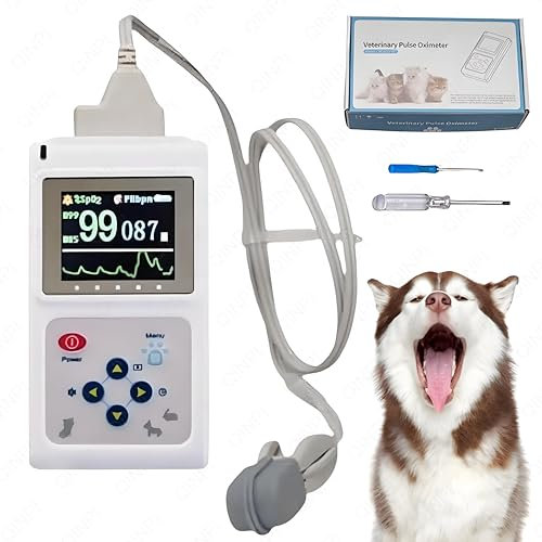 QINPI Oxímetro de Pulso, pulsioxímetro Veterinario portátil, Monitor de frecuencia cardíaca, 7 Pantallas de Lectura, con función de Almacenamiento y reproducción, medición de SpO2 0% ~ 100%