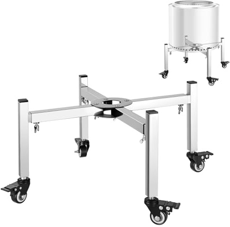 VEVOR Support pour Foyer Extensible Réglable 38-68,6 cm, Support de Brasero Acier INOX sur roulettes, Réduit la Fumée, Léger et Portable Robuste, pour Extérieur, Camping, Jardin, Fêtes, en Plein Air