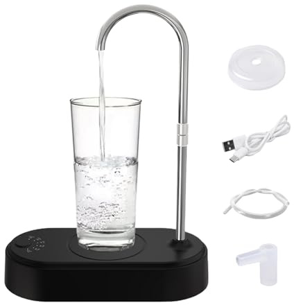 Electric Water Dispenser, Desktop Bottle Pump, 360° Rotating Smart Tap, 6 Dispense Modes Rechargeable Quiet Motor for Home Travel Camping, 7.09x3.39x10.55 Inches